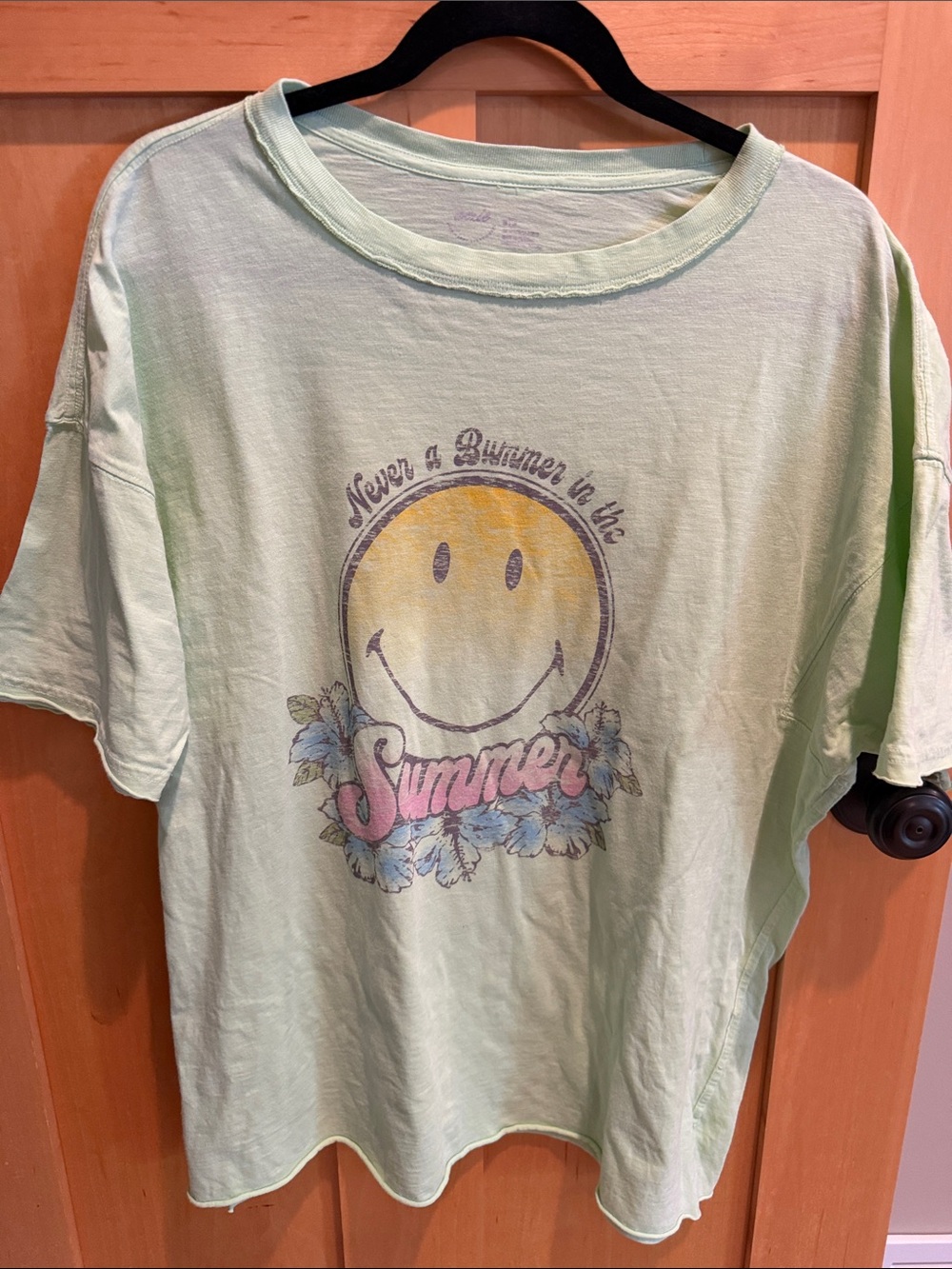 aerie light green Graphic Tee with Smiley Accent